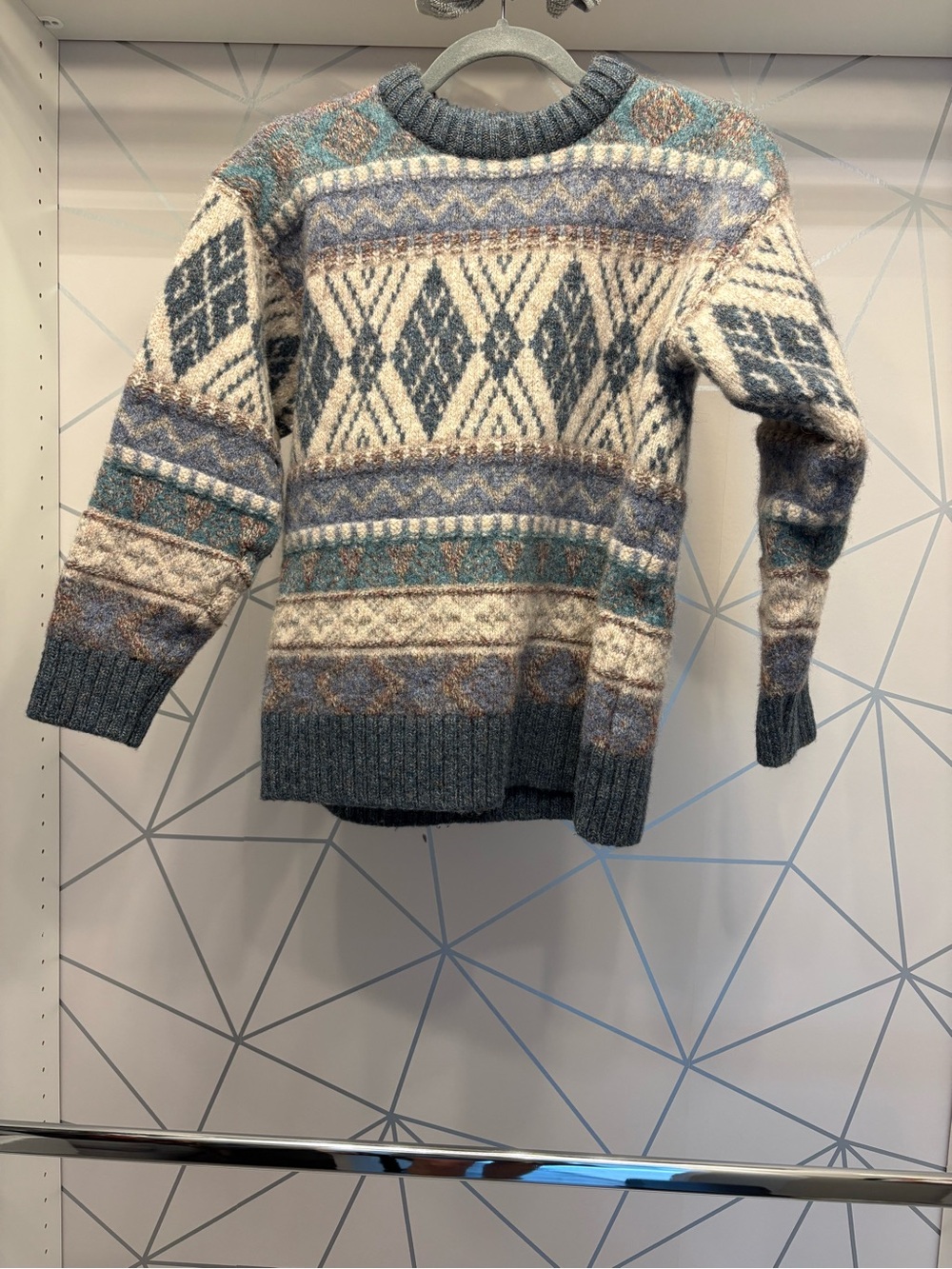 Vtg Antarex Made in Great Britain Wool Blend Fair Isle Nordic Sweater Men’s M